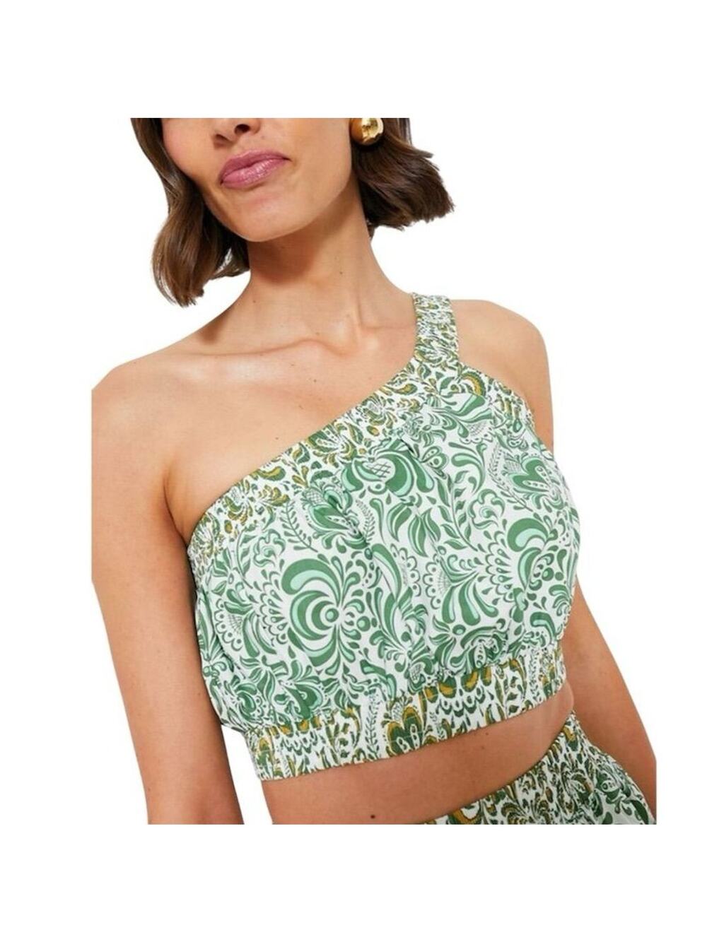 Tuckernuck Hyacinth House Women's Gina Green Floral Cropped Blouse Size S 210927